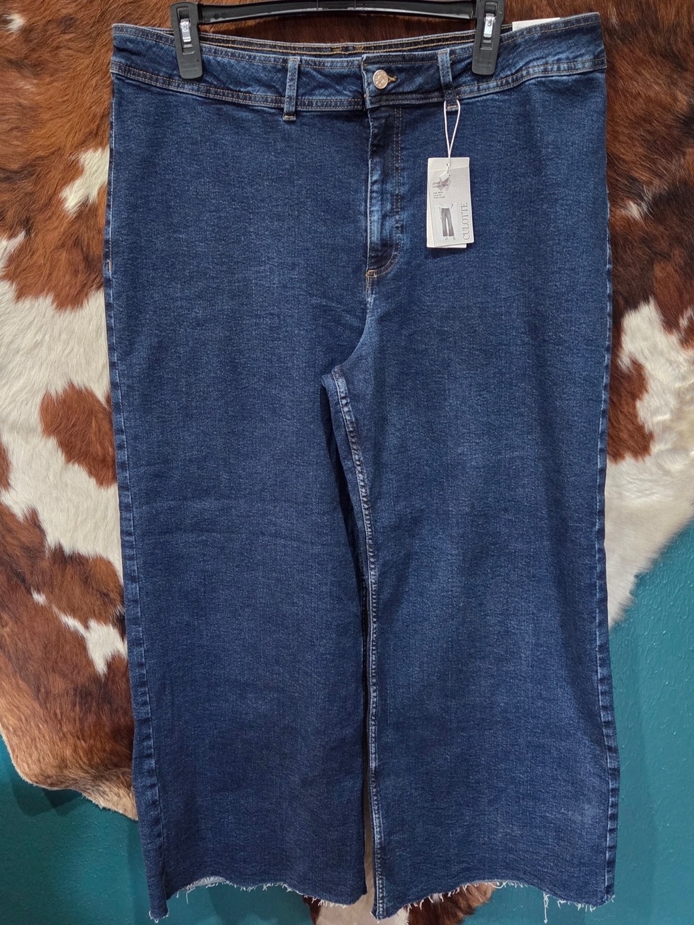 Dark Blue Wide Leg Jeans Culotte